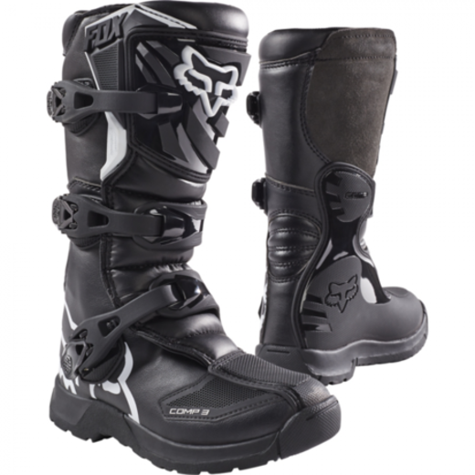 Мотоботы подростковые Fox Comp 3 Youth Boot Black, Y5, 2021 (18238-001-5) pitbikemarket.ru