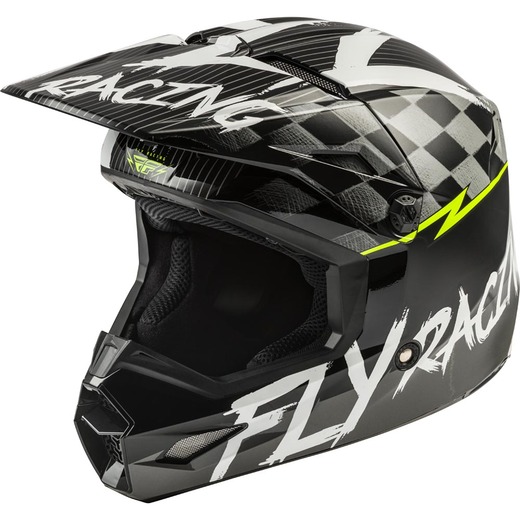 Шлем детский (кроссовый) FLY RACING KINETIC SKETCH ECE черный/белый/Hi-Vis желтый матовый     YS pitbikemarket.ru
